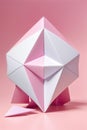 3d rendering rose gold lowpoly polygon sphere. pink beautiful ball isolated on white background.