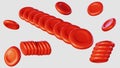 3d rendering of rouleaux red blood cells Royalty Free Stock Photo