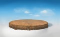3D rendering round cutaway terrain floor with rock isolated Royalty Free Stock Photo