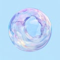 3D rendering of round fluid abstract frame, soap bubble transparent gradient design element, colorful banner template Royalty Free Stock Photo