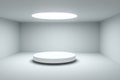 3d rendering, the round platform in the empty room Royalty Free Stock Photo