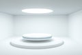 3d rendering, the round platform in the empty room Royalty Free Stock Photo