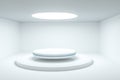 3d rendering, the round platform in the empty room