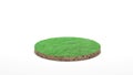 3d rendering. Round soil ground cross section with green grass on white background Royalty Free Stock Photo