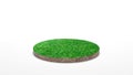 Round soil ground cross section with green grass on white background Royalty Free Stock Photo