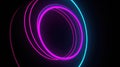 3d rendering, rounded pink blue neon lines,spiral lines, glowing in the dark. Abstract minimalist geometric background Royalty Free Stock Photo