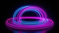 3d rendering, rounded pink blue neon lines,spiral lines, glowing in the dark. Abstract minimalist geometric background Royalty Free Stock Photo