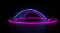 3d rendering, rounded pink blue neon lines,spiral lines, glowing in the dark. Abstract minimalist geometric background Royalty Free Stock Photo