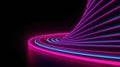 3d rendering, rounded pink blue neon lines,spiral lines, glowing in the dark. Abstract minimalist geometric background Royalty Free Stock Photo