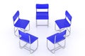 3d rendering of roundly arranged blue chair