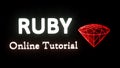 3d rendering of Ruby online tutorial on black background. Programming tutorial. Coding concept. Ruby language e-learning. Online Royalty Free Stock Photo