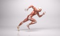 3D Rendering : a running male mesomorph character illustration with Muscle tissues Royalty Free Stock Photo