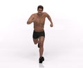 3D Rendering : a running male mesomorph character illustration with white background Royalty Free Stock Photo