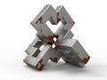 3D rendering - rusted metal statuette