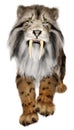 3D Rendering Sabertooth Tiger on White