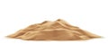 3D rendering of sand dune, beige color, composed of small grains of sand. Gentle slope, top higher than bottom. Set against stark