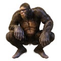 3D Rendering Sasquatch on White