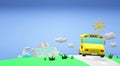 3d rendering school bus on road back to school content