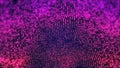 3d rendering, science fiction, glowing particles. Particles form line and surface grid, microcosm or space