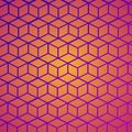 3d rendering. seamless modern light blue hexagonal cube pattern orange background. Royalty Free Stock Photo