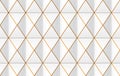 3d rendering. seamless modern luxurious white triangle grid with golden edge line pattern design wall background