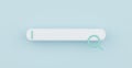 3D rendering search bar with magnifier isolated on light blue background banner. Web navigation and UI concept