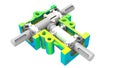 3D rendering - section cut of a mechanical gear assembly