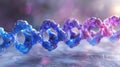 3D illustration of a DNA molecule with a glowing blue and purple color scheme