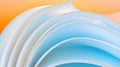 A 3D rendering of a series of overlapping, curved shapes in shades of blue and white.