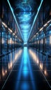 In a 3D rendering, server racks convey the big data cloud computing concept