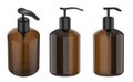 Set of brown empty pump bottles Royalty Free Stock Photo