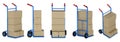 Set of hand trucks with parcel boxes