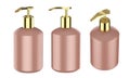 Set of pink empty pump bottles