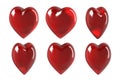 3d rendering in hearts, heart shape in different rotation, red hot sexy color, ValentineÃ¢â¬â¢s Day. Royalty Free Stock Photo