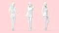 3D rendering of a sexy attractive woman posing on pink background