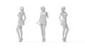 3D rendering of a sexy seductive woman posing standing multiple views