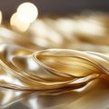 3d rendering of shiny gold fabric with bokeh lights