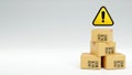 3D rendering of shipping box with an exclamation mark, problem sign, error, Delivery service and shipping icon concept