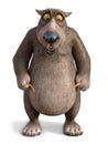 3D rendering of shocked cartoon bear measuring his waist.