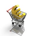 3D rendering shopping cart with golden euro sign