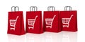 3d rendering shopping cart symbol on shopping bags