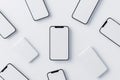 A 3D rendering showcases a phone screen mockup along with several slides, illustrating an app interface, UX/UI, and web
