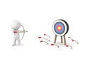 3D Rendering showing golden arrow hitting the target while other miss