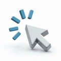 3D rendering shows arrow icon on white. Cursor illustration click action. Digital pointer graphic simple. Web design element Royalty Free Stock Photo
