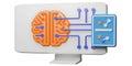 Digital Brain A futuristic visualization of a computer interface seamlessly integrated with a human brain, symbolizing advanced