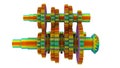 3D rendering - side FEA analysis of a gear box