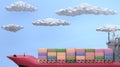3D rendering side view cargo ship Royalty Free Stock Photo