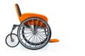 3d rendering side view of orange modern sports wheelchair isolated on white background, clipping paths