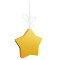 3D rendering side view yellow star decorated isolated on white background