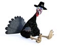 3D rendering of a silly toon turkey sitting